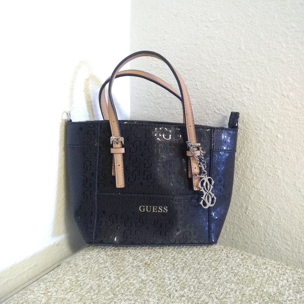 Guess Black Coated Signature Bag.